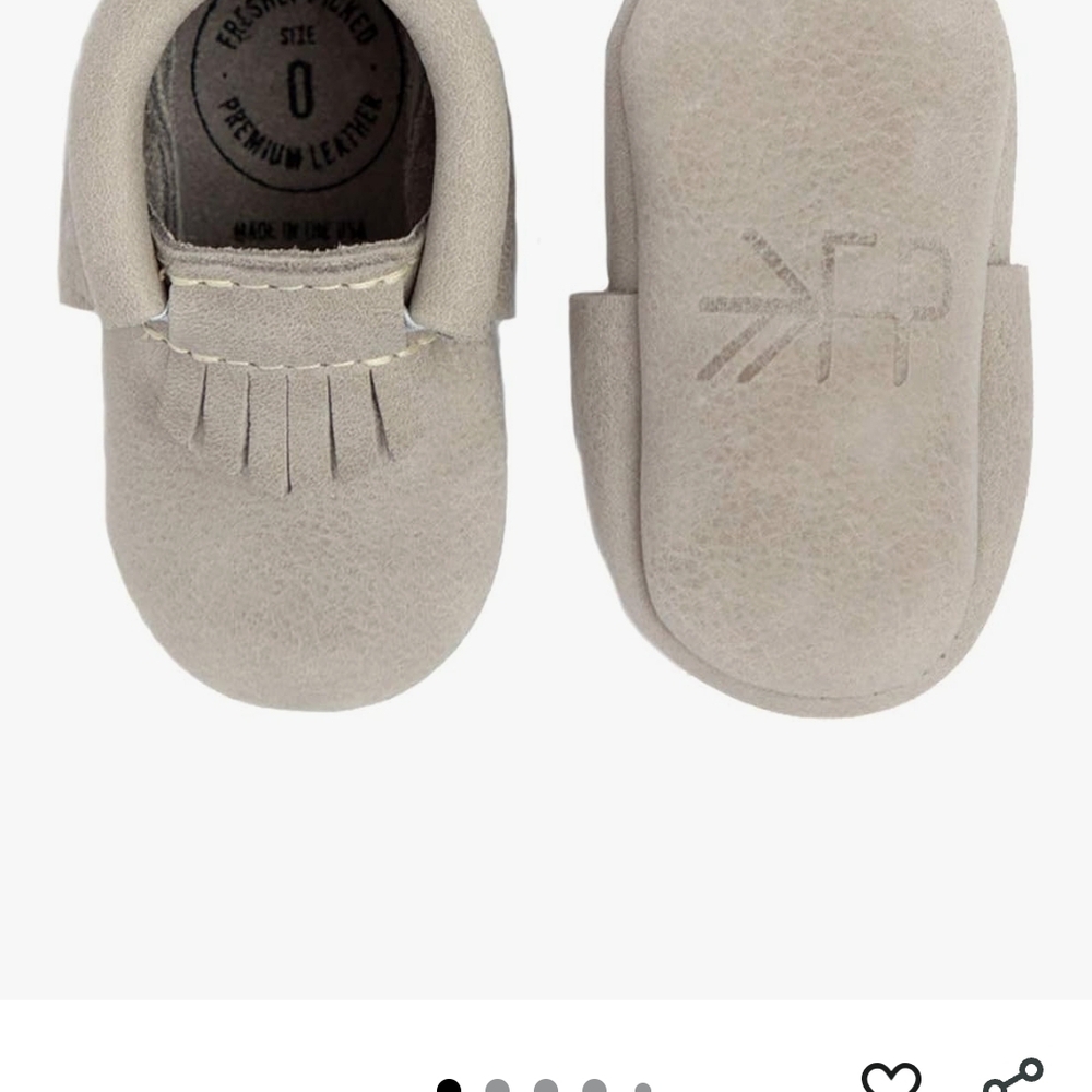 New Inbox Freshly Picked Kids Moccasins - Light Gray Size 0